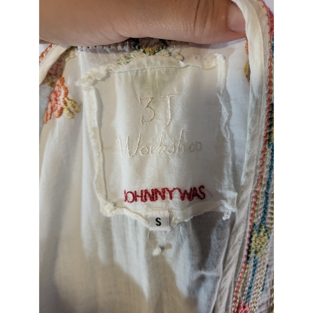 3J Workshop Johnny Was Size Small White Embroidered Button Down Shirt Tunic - Picture 6 of 7